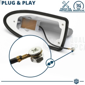 Car Roof Grey SHARK FIN Universal Antenna | Real AM-FM-DAB+ RADIO Reception Rubber Base