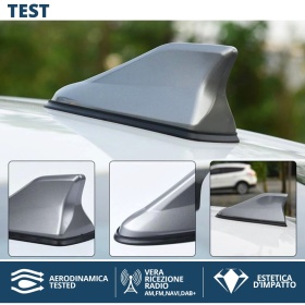 Car Roof Grey SHARK FIN Universal Antenna | Real AM-FM-DAB+ RADIO Reception Rubber Base