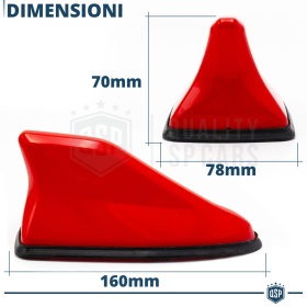 Antenna Auto PINNA DI SQUALO Rossa Universale | VERA Ricezione RADIO AM-FM-DAB+ Base Gommata