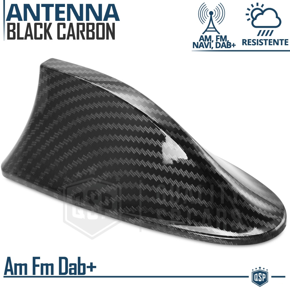 Antenna Auto PINNA DI SQUALO Fibra di Carbonio Universale | VERA Ricezione RADIO AM-FM-DAB+
