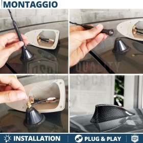Antenna Auto PINNA DI SQUALO Fibra di Carbonio Universale | VERA Ricezione RADIO AM-FM-DAB+