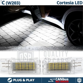 2 Luces de Cortesia LED para MERCEDES CLASE C W203 | Luz BLANCA Debajo Puerta CANbus