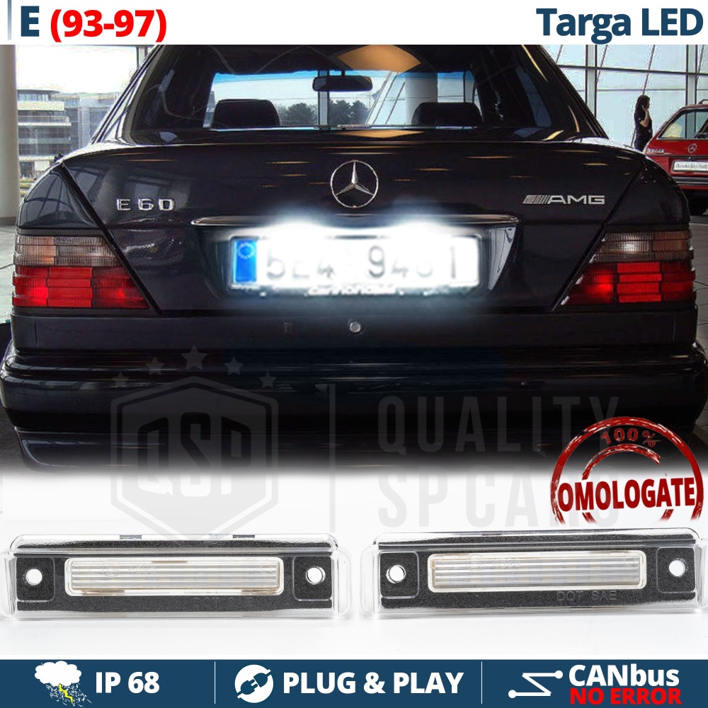 2 LED License Plate Lights for Mercedes E CLASS W124 (93-97) | CANbus, Plug & Play | 6500K White