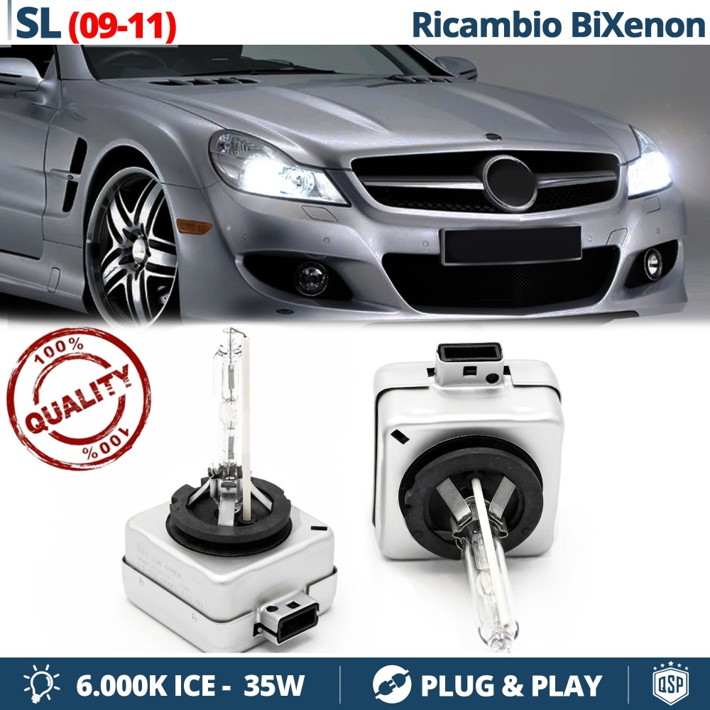 2x Bombillas Bi-Xenon D1S de Repuesto para MERCEDES SL (R230) FACELIFT Luz 6.000K Blanco Frio Lámpara 35W