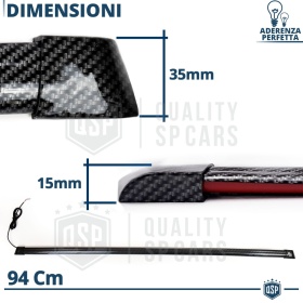 SPOILER LED Trasero Adhesivo Universal | Alerón Maletero Techo 94Cm, Efecto Fibra de CARBONO Negro