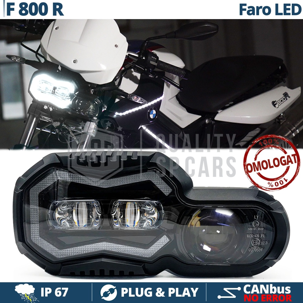 FARO LED para BMW F 800 R APROBADO Uso en la Calle | POTENTE Luz Blanca 6500K | Plug & Play