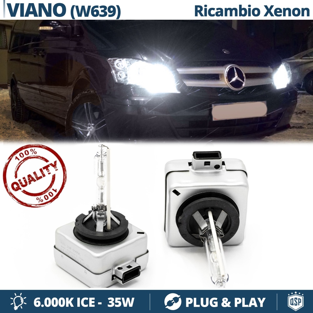 2x Bombillas Bi-Xenon D1S de Repuesto para MERCEDES VIANO (W639) DESDE 2011 Luz 6.000K Blanco Frio Lámpara 35W