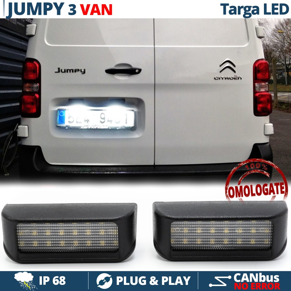 Luces de Matricula LED CANbus para Citroen JUMPY 3 Van | 6500K Luz Blanca, Plug & Play Luces de Matricula LED CANbus para Citroen JUMPY 3 Van | 6500K Luz Blanca, Plug & Play