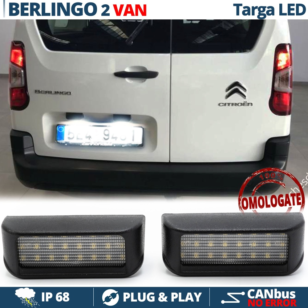 Luces de Matricula LED CANbus para Citroen BERLINGO 2 Van | 6500K Luz Blanca, Plug & Play Luces de Matricula LED CANbus para Citroen BERLINGO 2 Van | 6500K Luz Blanca, Plug & Play
