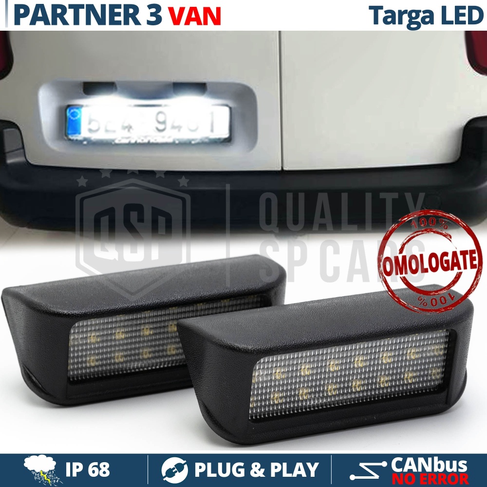 2 Kennzeichen Beleuchtung LED CANbus für Peugeot PARTNER 3 Van | 6500K Weißes Eis, Plug & Play