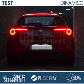 Rear Adhesive LED SPOILER For Alfa 145 | Roof SEQUENTIAL LED Strip in Black Carbon Fiber Effect