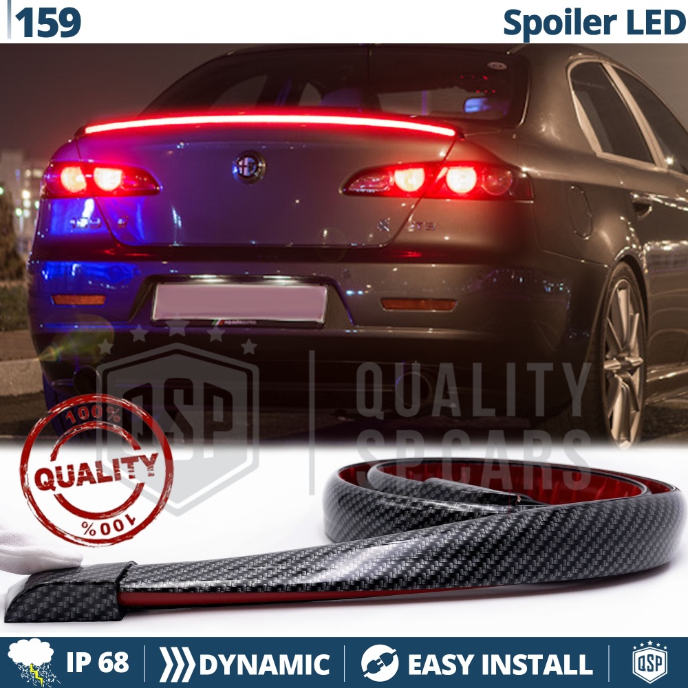 SPOILER LED Posteriore Per Alfa 159 | Striscia LED DINAMICA, Alettone Adesivo Fibra di Carbonio