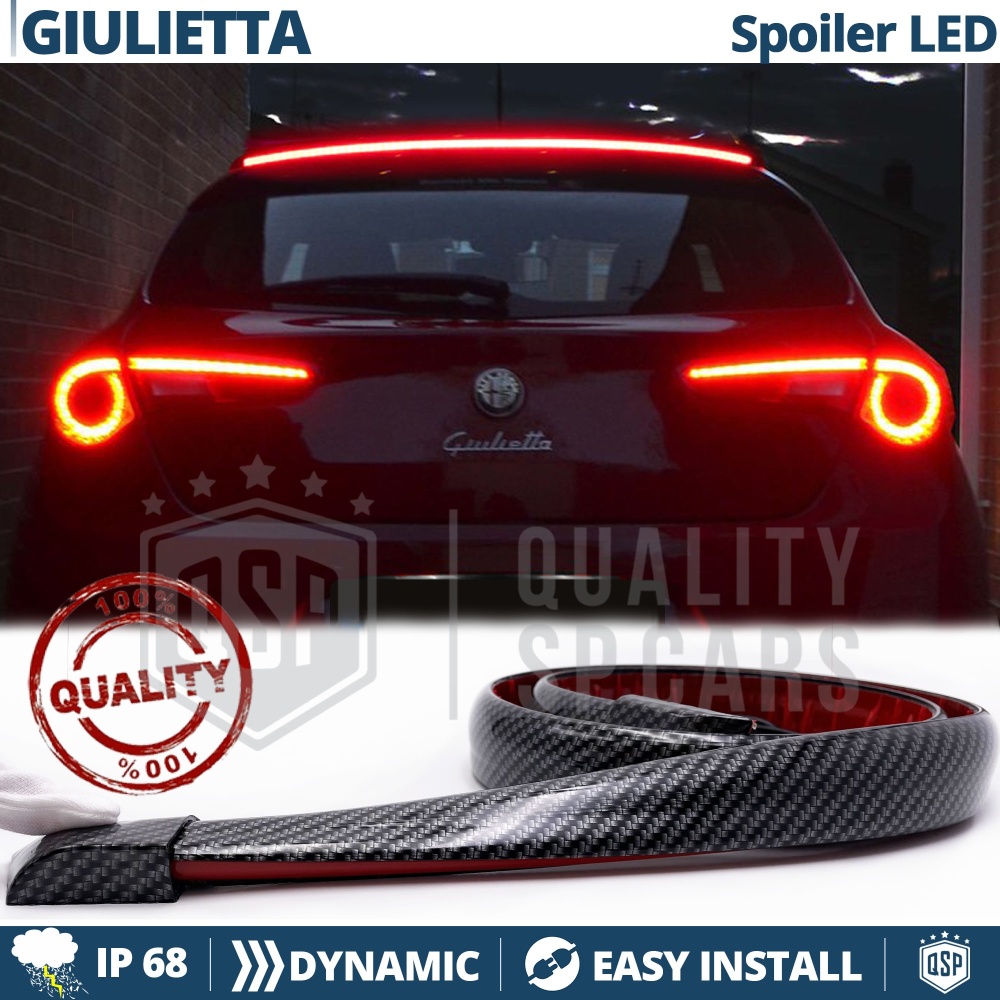 ALERÓN LED Trasero Para Alfa Romeo Giulietta | Spoiler LED DINÁMICO Adhesivo Fibra de Carbono Negro