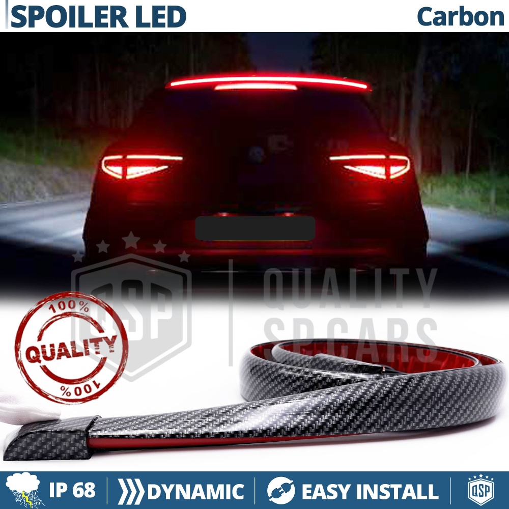 ALERÓN LED Trasero Para Alfa Romeo Stelvio | Spoiler LED DINÁMICO Adhesivo Fibra de Carbono Negro