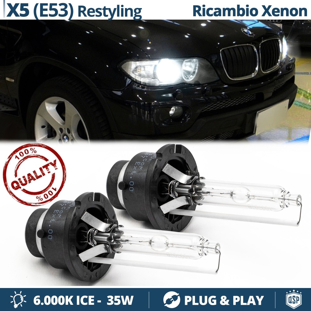 Bombillas Xenon D2S de Repuesto para BMW X5 E53 Facelift 6000K Blanco Frio Lámpara 35W