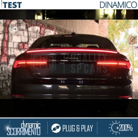 Rear Adhesive LED SPOILER For Audi 100, 80 | Roof SEQUENTIAL LED Strip in Black Carbon Fiber Effect