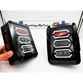 PAREJA FAROS LUCES TRASERAS FULL LED PLUG AND PLAY PARA JEEP WRANGLER JK 2007-  Stop, Marcha Atrás, Intermitentes CANBUS Plug & Play. IP67 Anti Polvo y Agua.