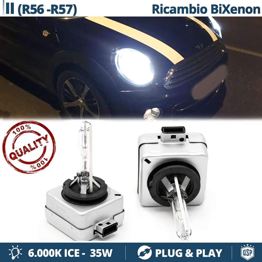 2x Bombillas Bi-Xenon D1S de Repuesto para MINI One/Cooper 2 (R56/R57) Luz 6.000K Blanco Frio Lámpara 35W