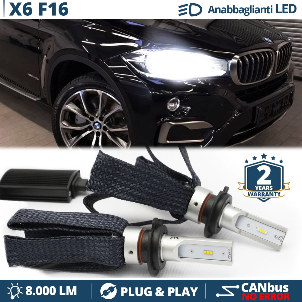 Kit LED H7 para BMW X6 F16 Luces de Cruce CANbus | 6500K Blanco Frío 8000LM