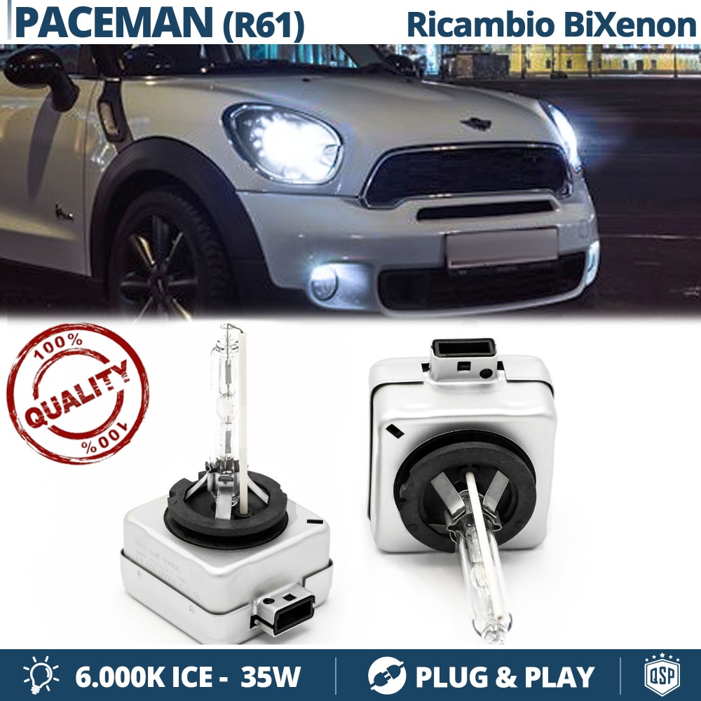 2x Bombillas Bi-Xenon D1S de Repuesto para MINI PACEMAN (R61) Luz 6.000K Blanco Frio Lámpara 35W