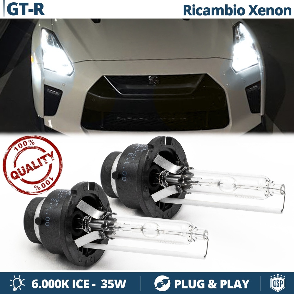 2x Bombillas Xenon D2S de Repuesto para NISSAN GT-R (R35) Skyline Luz 6.000K Blanco Frio Lámpara 35W