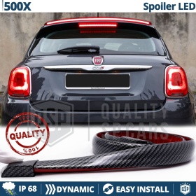 ALERÓN LED Trasero Para Fiat 500X | Spoiler LED DINÁMICO Adhesivo Fibra de Carbono Negro