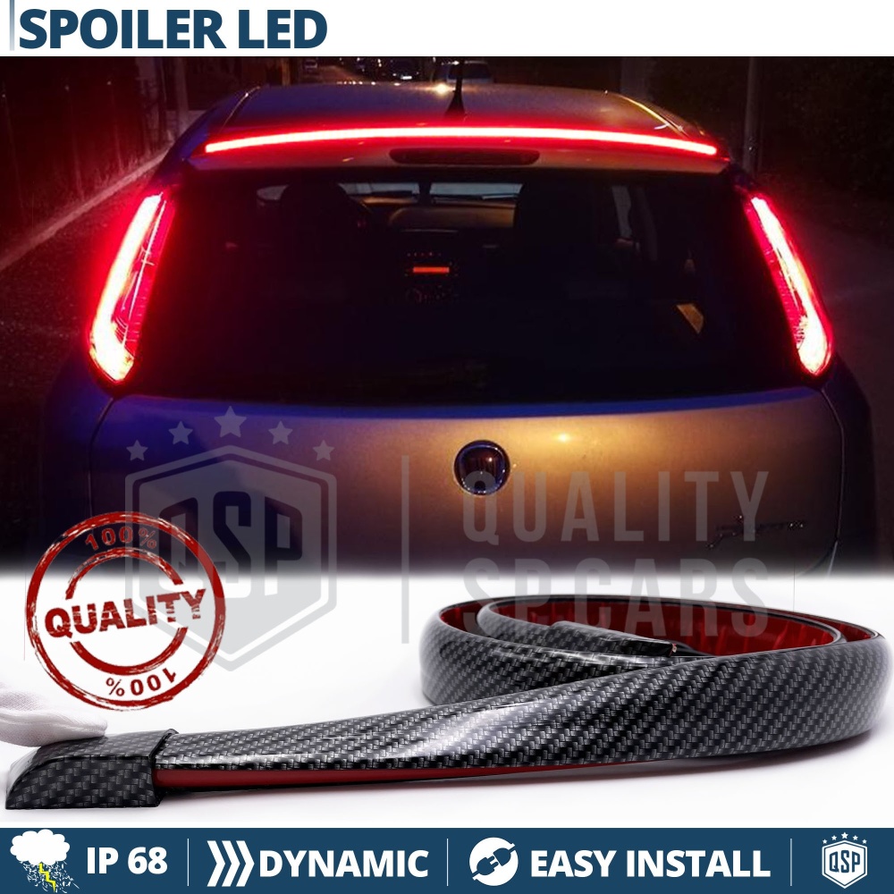 SPOILER LED Posteriore Per Fiat Punto | Striscia LED DINAMICA, Alettone Adesivo Fibra di Carbonio