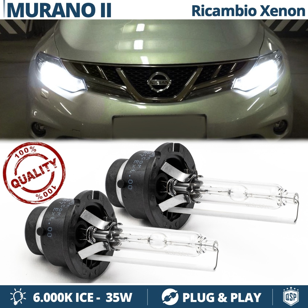 2x Bombillas Bi-Xenon D2S de Repuesto para NISSAN MURANO Z51 (08-15) Luz 6.000K Blanco Frio Lámpara 35W