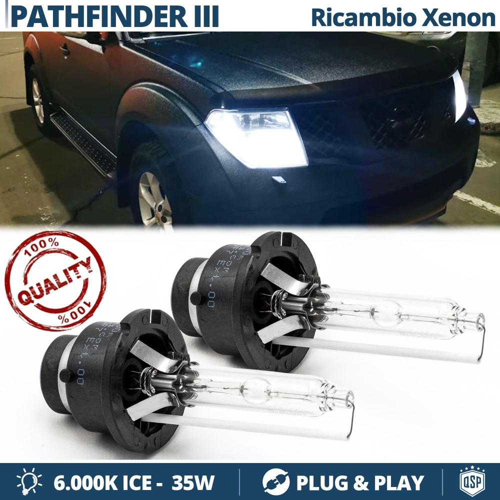 2x Bombillas Bi-Xenon D2S de Repuesto para NISSAN PATHFINDER 3 (R51) Luz 6.000K Blanco Frio Lámpara 35W