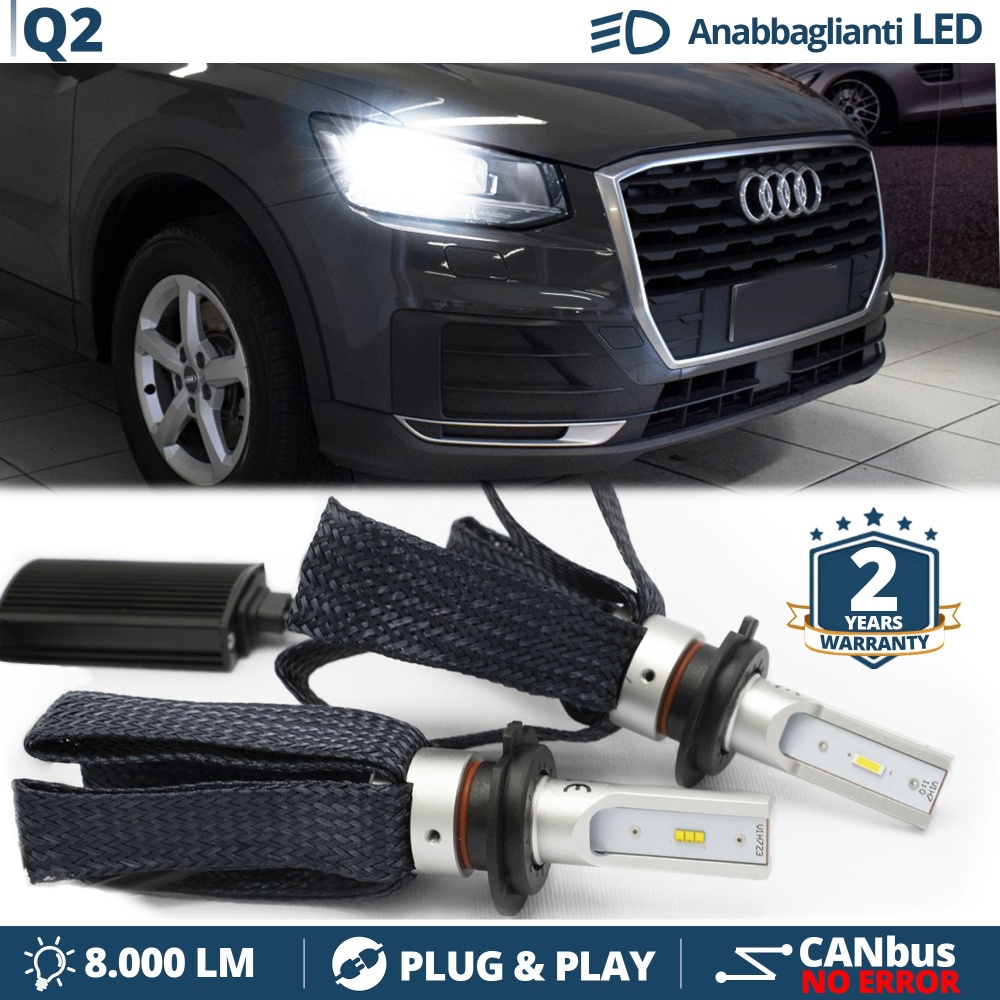 Kit LED H7 para Audi Q2 Luces de Cruce CANbus | 6500K Blanco Frío 8000LM