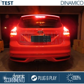 Rear Adhesive LED SPOILER For Ford Fusion | Roof SEQUENTIAL LED Strip in Black Carbon Fiber Effect