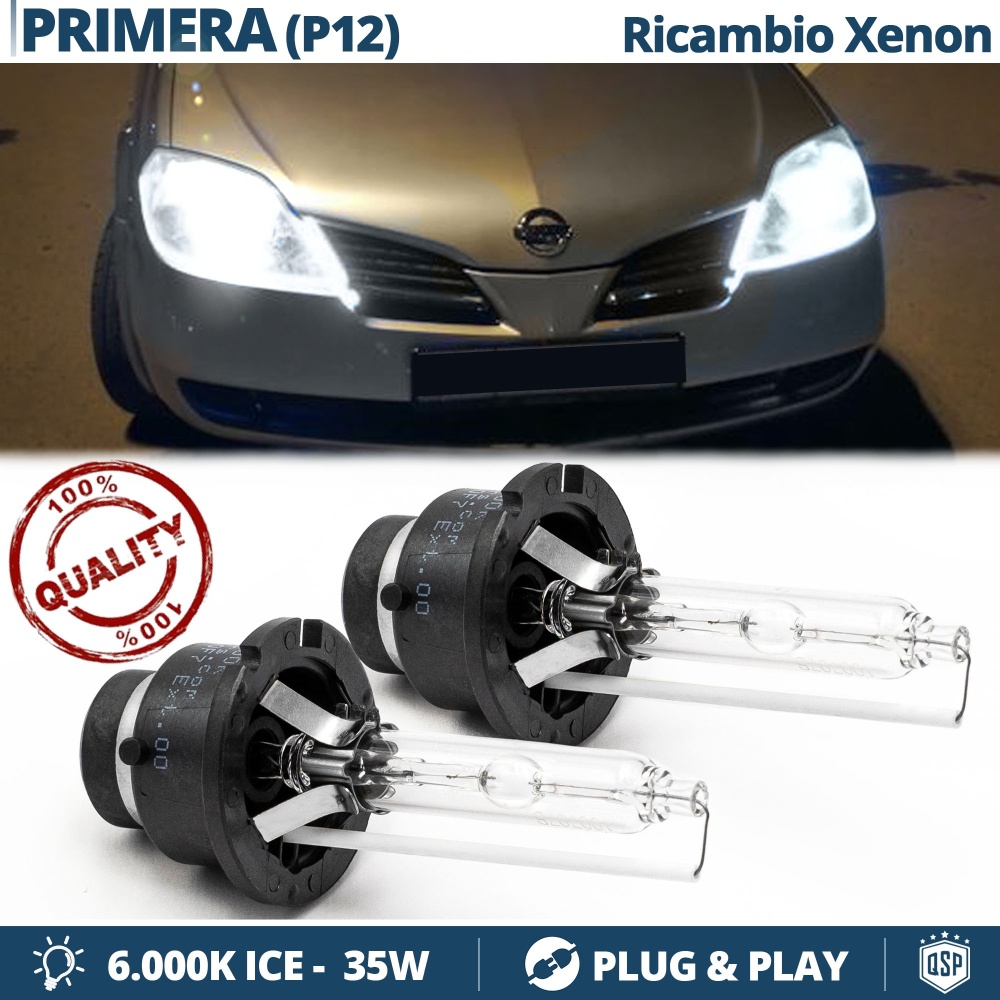 2x Bombillas Xenon D2S de Repuesto para NISSAN PRIMERA 3 (P12) Luz 6.000K Blanco Frio Lámpara 35W
