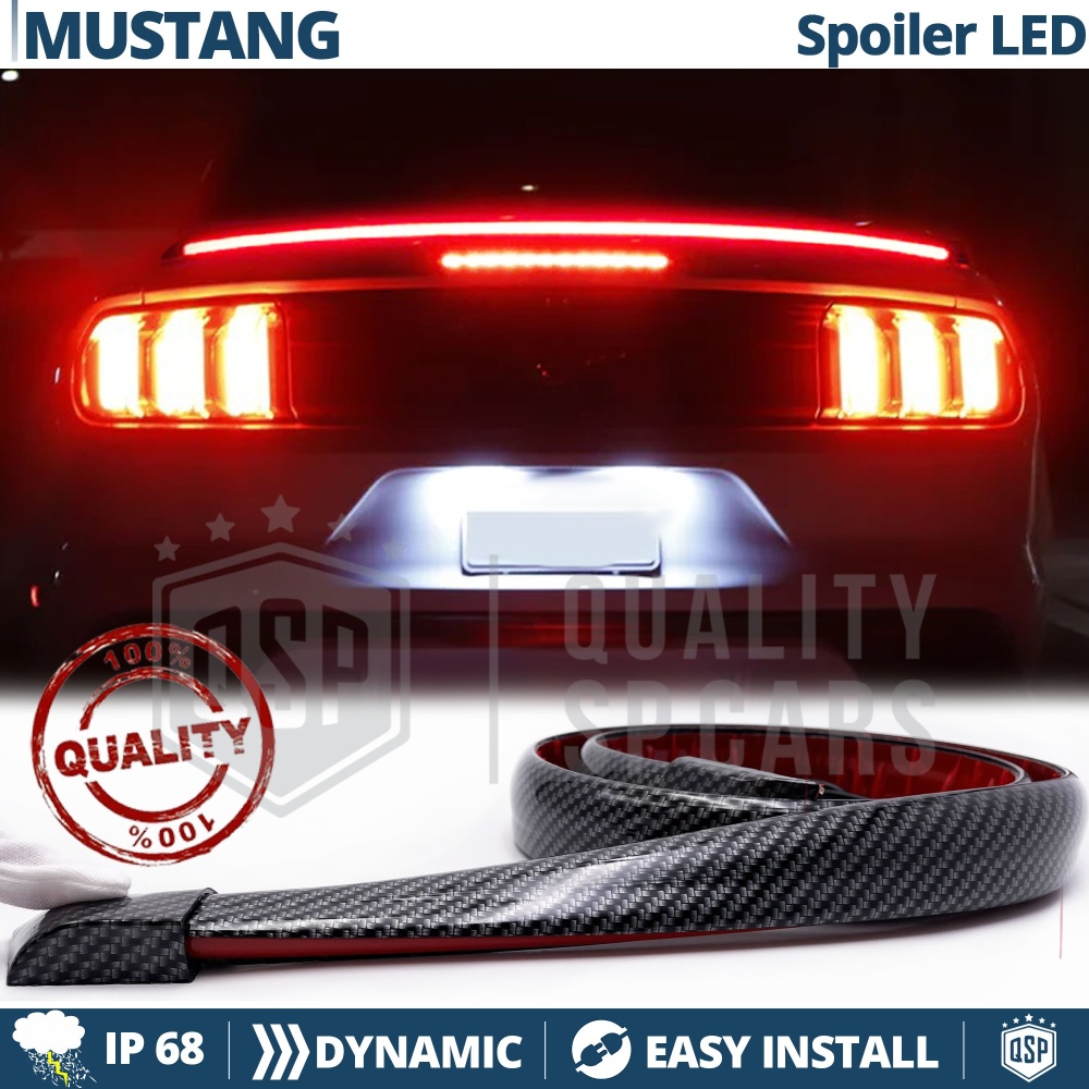 ALERÓN LED Trasero Para Ford Mustang | Spoiler LED DINÁMICO Adhesivo Fibra de Carbono Negro