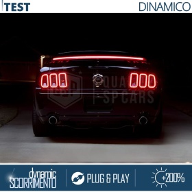 Rear Adhesive LED SPOILER For Ford Usa Vintage | Roof SEQUENTIAL LED Strip in Black Carbon Fiber Effect