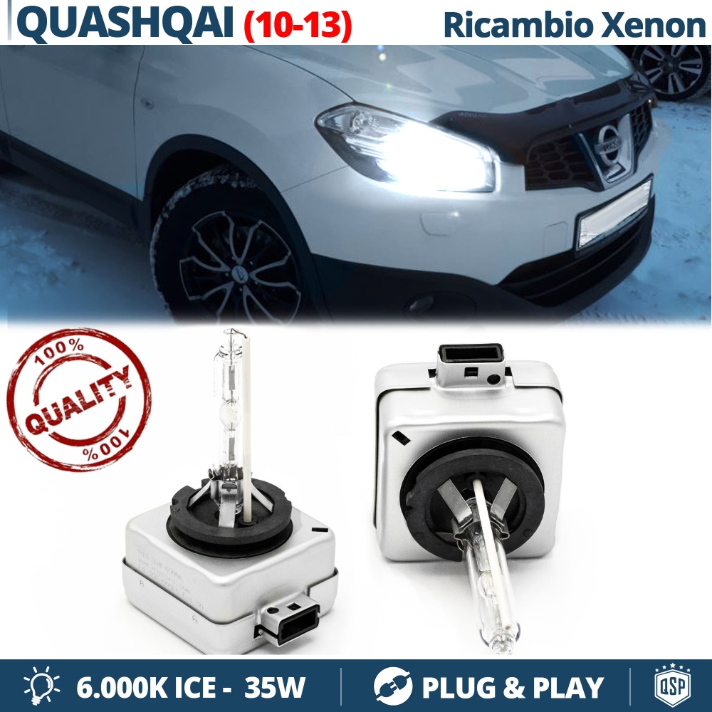 2x Bombillas Xenon D1S de Repuesto para NISSAN QASHQAI (J10) Facelift Luz 6.000K Blanco Frio Lámpara 35W