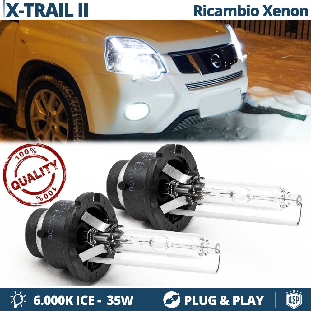 2x Bombillas Bi-Xenon/Xenon D2S de Repuesto para NISSAN X-TRAIL 2 T31 Luz 6.000K Blanco Frio Lámpara 35W