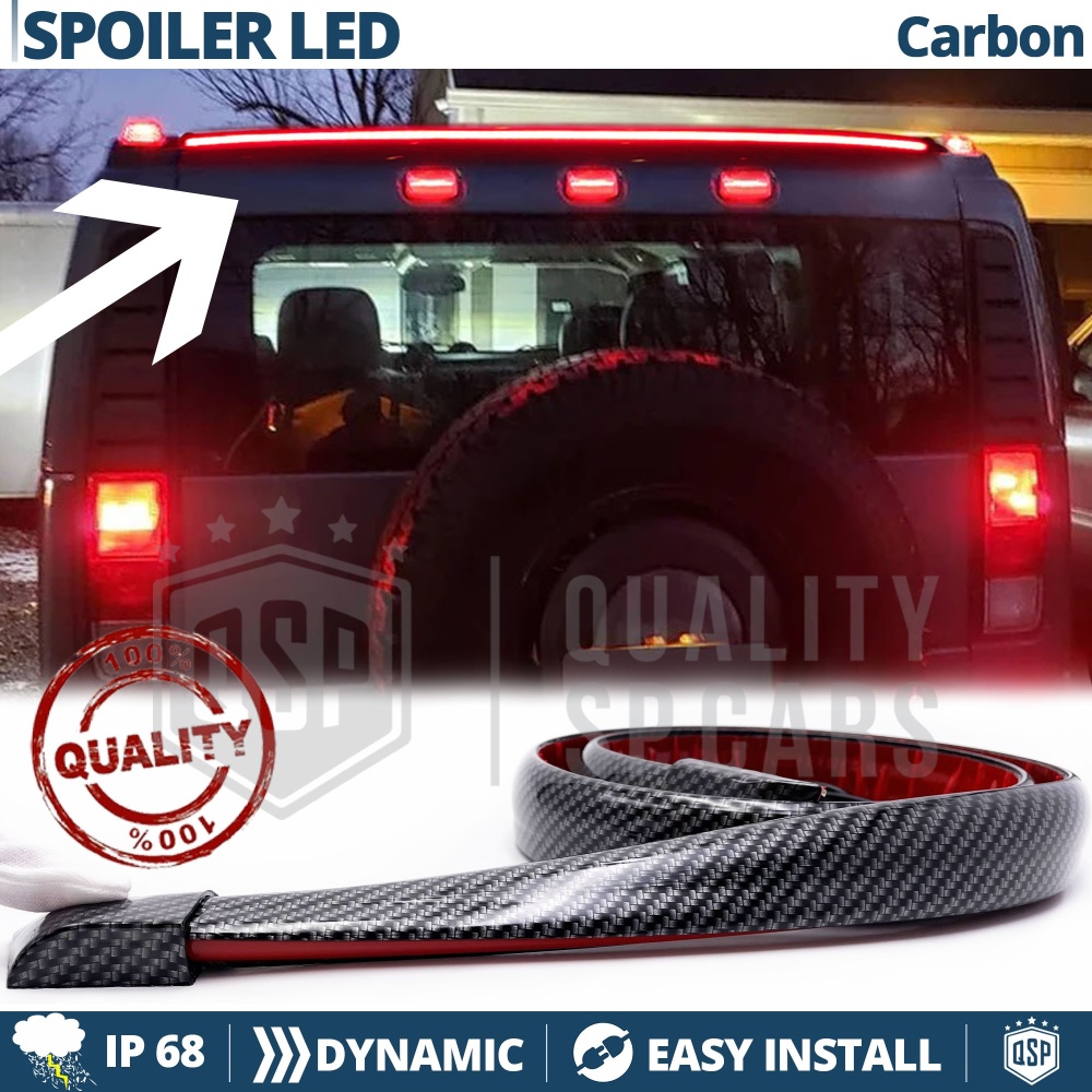 ALERÓN LED Trasero Para Hummer H2 | Spoiler LED DINÁMICO Adhesivo Fibra de Carbono Negro