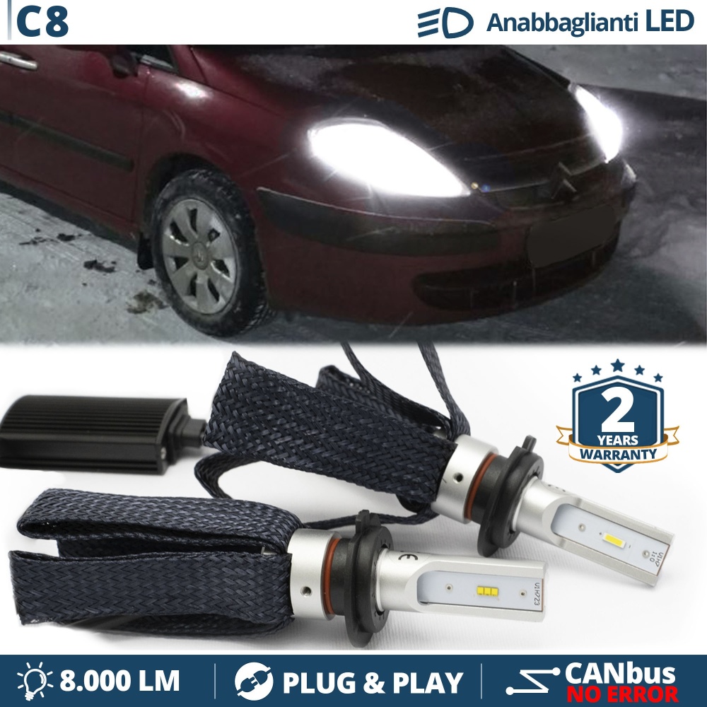Kit LED H7 para Citroen C8 Luces de Cruce CANbus | 6500K Blanco Frío 8000LM