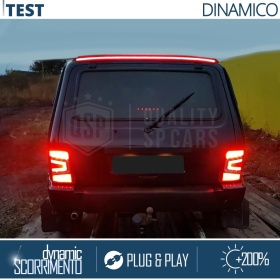 Rear Adhesive LED SPOILER For Lada Niva | Roof SEQUENTIAL LED Strip in Black Carbon Fiber Effect