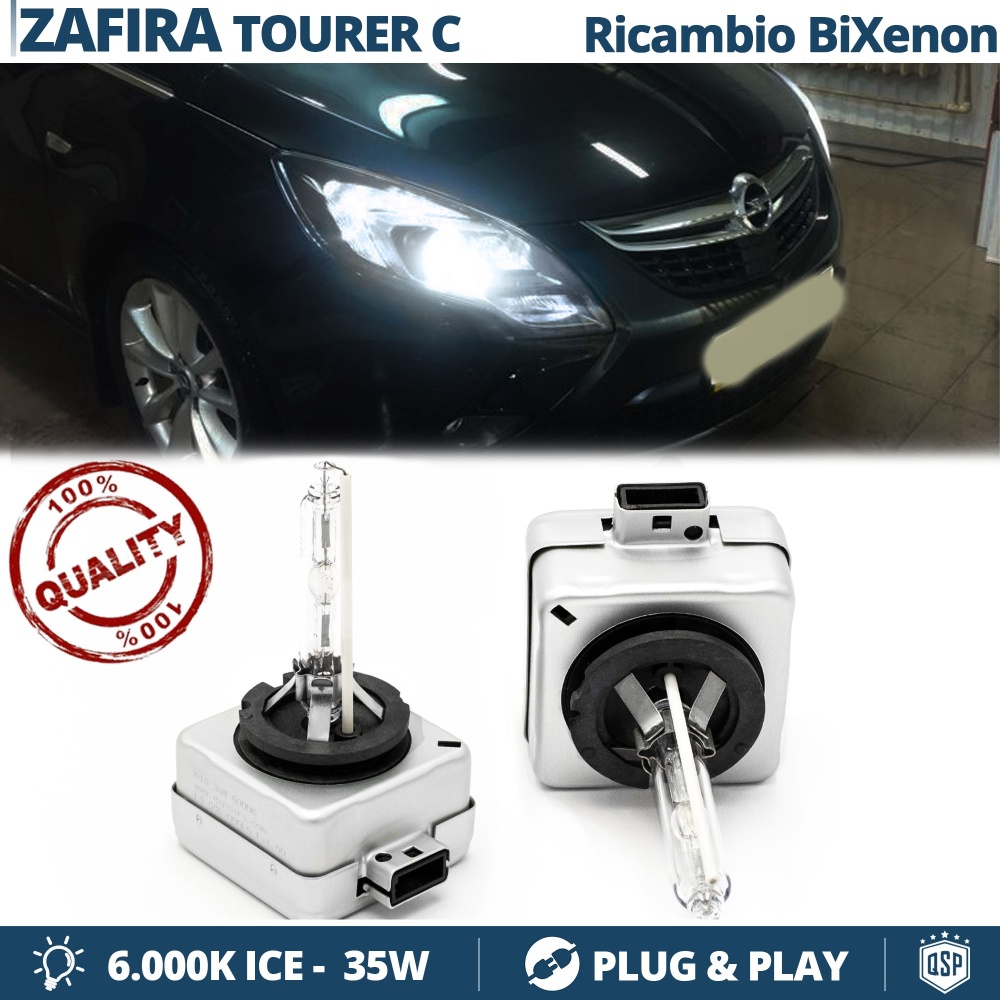 2x Bombillas Bi-Xenon D1S de Repuesto para OPEL ZAFIRA Tourer C HASTA 2016 Luz 6.000K Blanco Frio Lámpara 35W