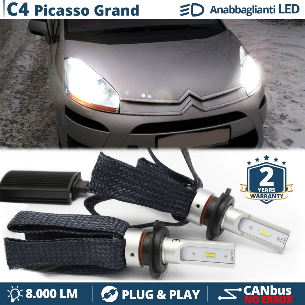 Kit LED H7 para Citroen C4 Picasso 1 Luces de Cruce CANbus | 6500K Blanco Frío 8000LM