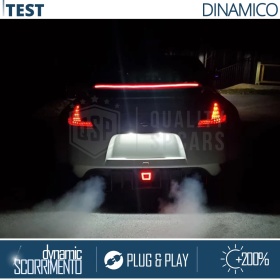 Rear Adhesive LED SPOILER For Nissan 370Z | Roof SEQUENTIAL LED Strip in Black Carbon Fiber Effect