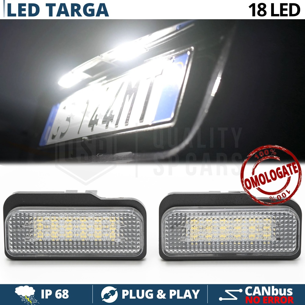 2 Luces de Matricula Led Para Mercedes E, C, CLS, SLS Canbus, 18 Led 6.500k Blanco Frío, Plug & Play 2 Luces de Matricula Led Para Mercedes E, C, CLS, SLS Canbus, 18 Led 6.500k Blanco Frío, Plug & Play