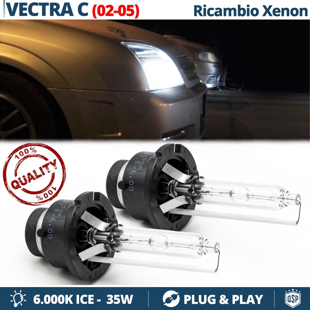 2x Bombillas Bi-Xenon D2S de Repuesto para OPEL VECTRA C 02-05 Luz 6.000K Blanco Frio Lámpara 35W