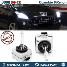 2x Bombillas Bi-Xenon D1S de Repuesto para PEUGEOT 3008 1 Luz 6.000K Blanco Frio Lámpara 35W