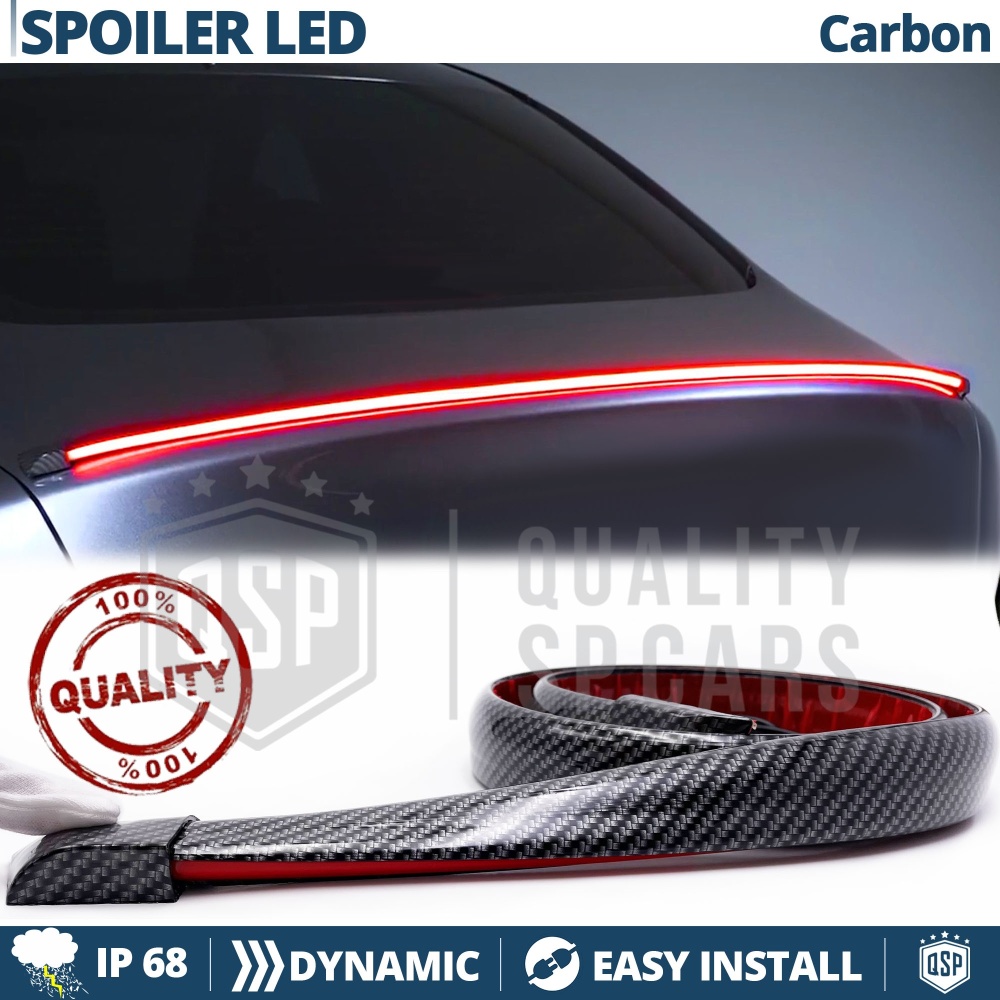 ALERÓN LED Trasero Para Peugeot 406 | Spoiler LED DINÁMICO Adhesivo Fibra de Carbono Negro