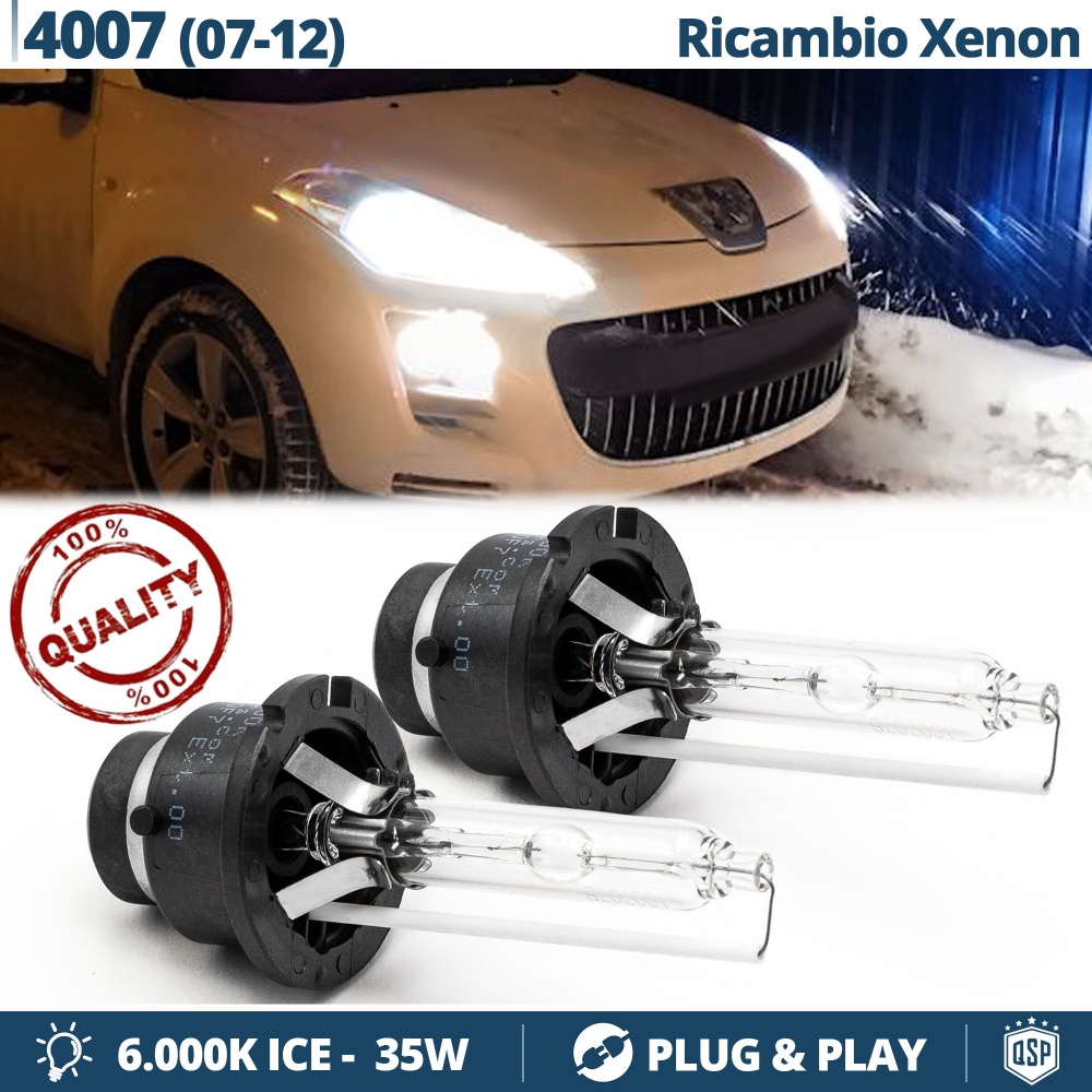 2x Bombillas Xenon D2S de Repuesto para PEUGEOT 4007 Luz 6.000K Blanco Frio Lámpara 35W