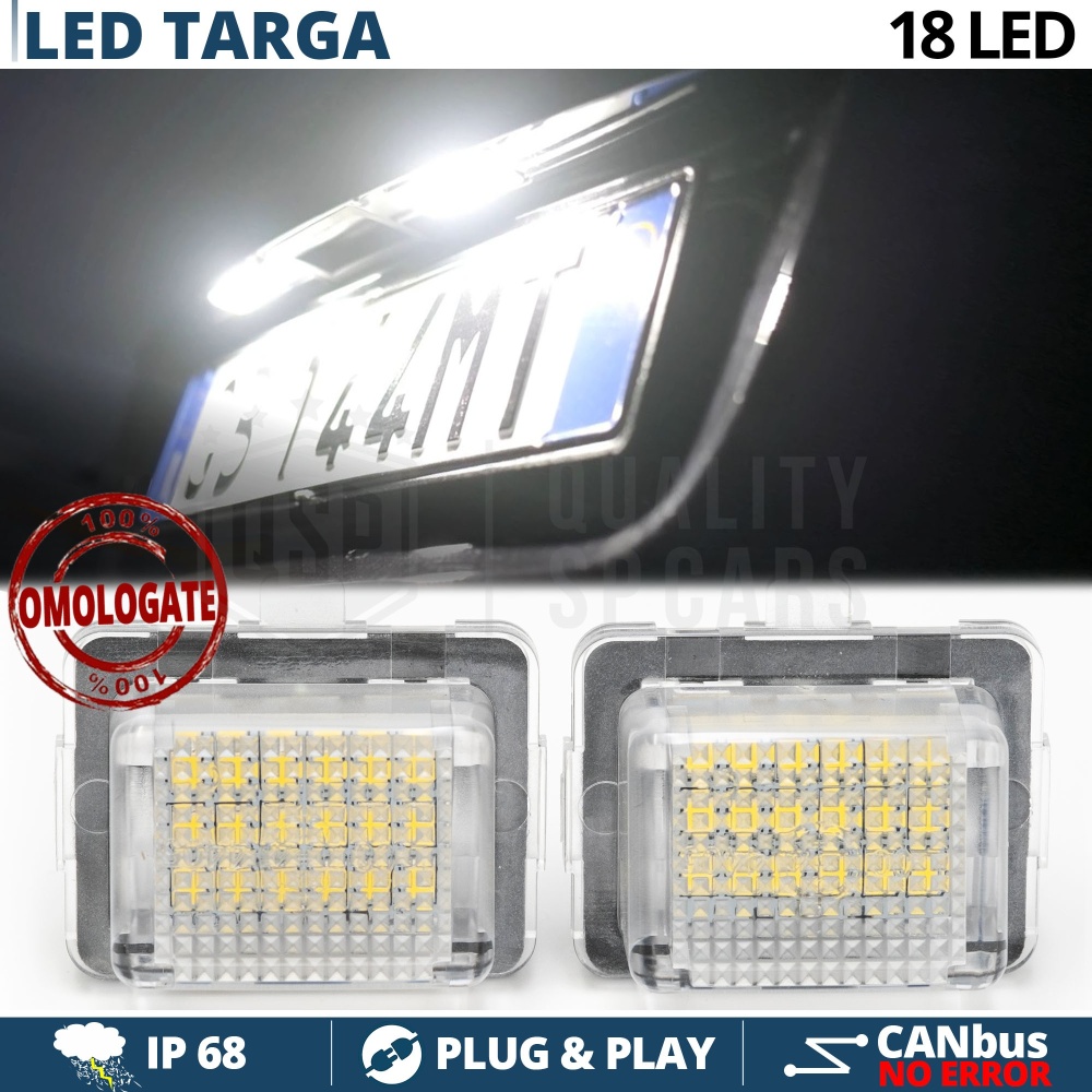 2 Luces de Matricula Led para Mercedes C, E, S, SL Canbus, 18 Led 6.500k Blanco Frío, Plug & Play 2 Luces de Matricula Led para Mercedes C, E, S, SL Canbus, 18 Led 6.500k Blanco Frío, Plug & Play