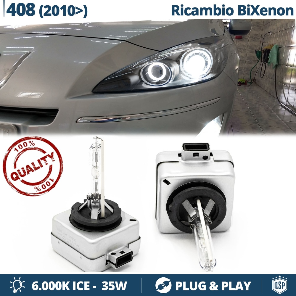 2x Bombillas Bi-Xenon D1S de Repuesto para PEUGEOT 408 Luz 6.000K Blanco Frio Lámpara 35W