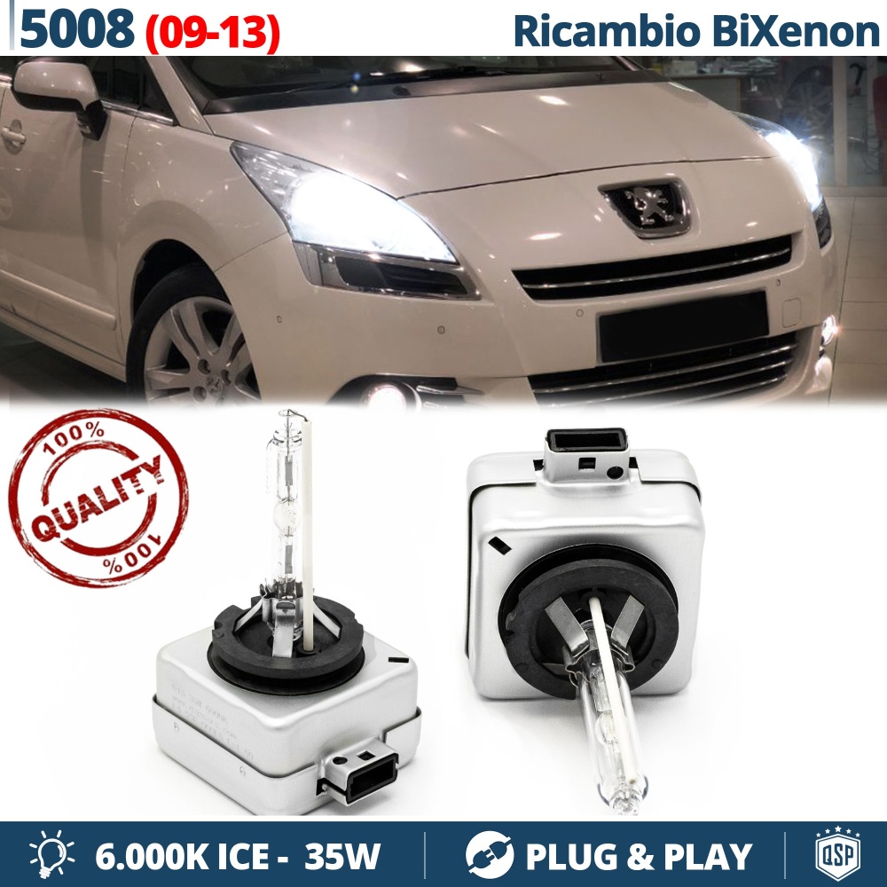 2x Bombillas Bi-Xenon D1S de Repuesto para PEUGEOT 5008 I Luz 6.000K Blanco Frio Lámpara 35W